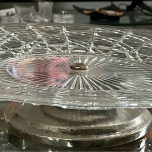 VTG Leonard Silver Plate Crystal Cake Pedestal Stand !Accepting Offers/Bundles!